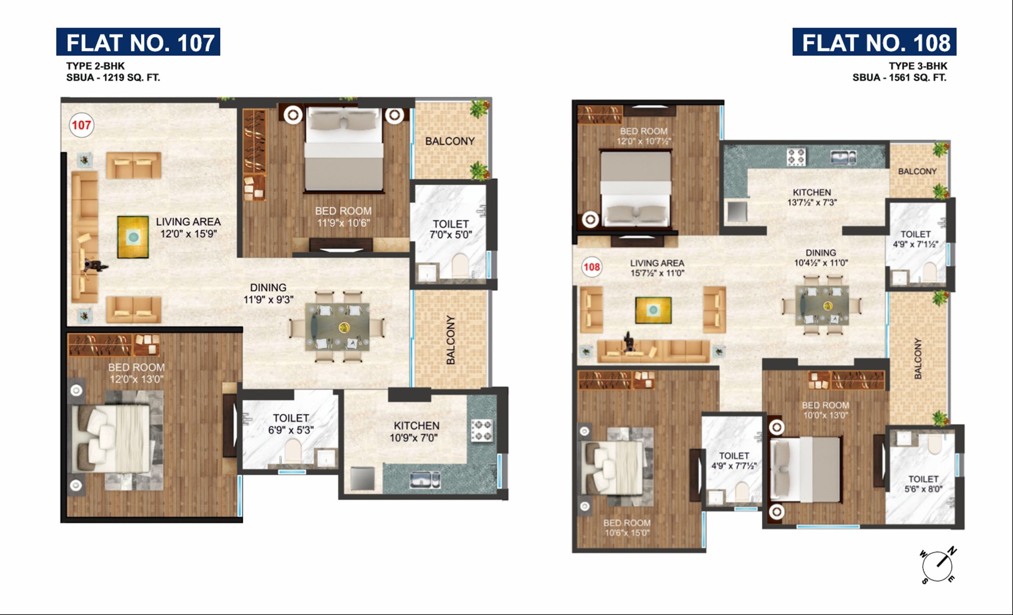 Unit plans 107, 108