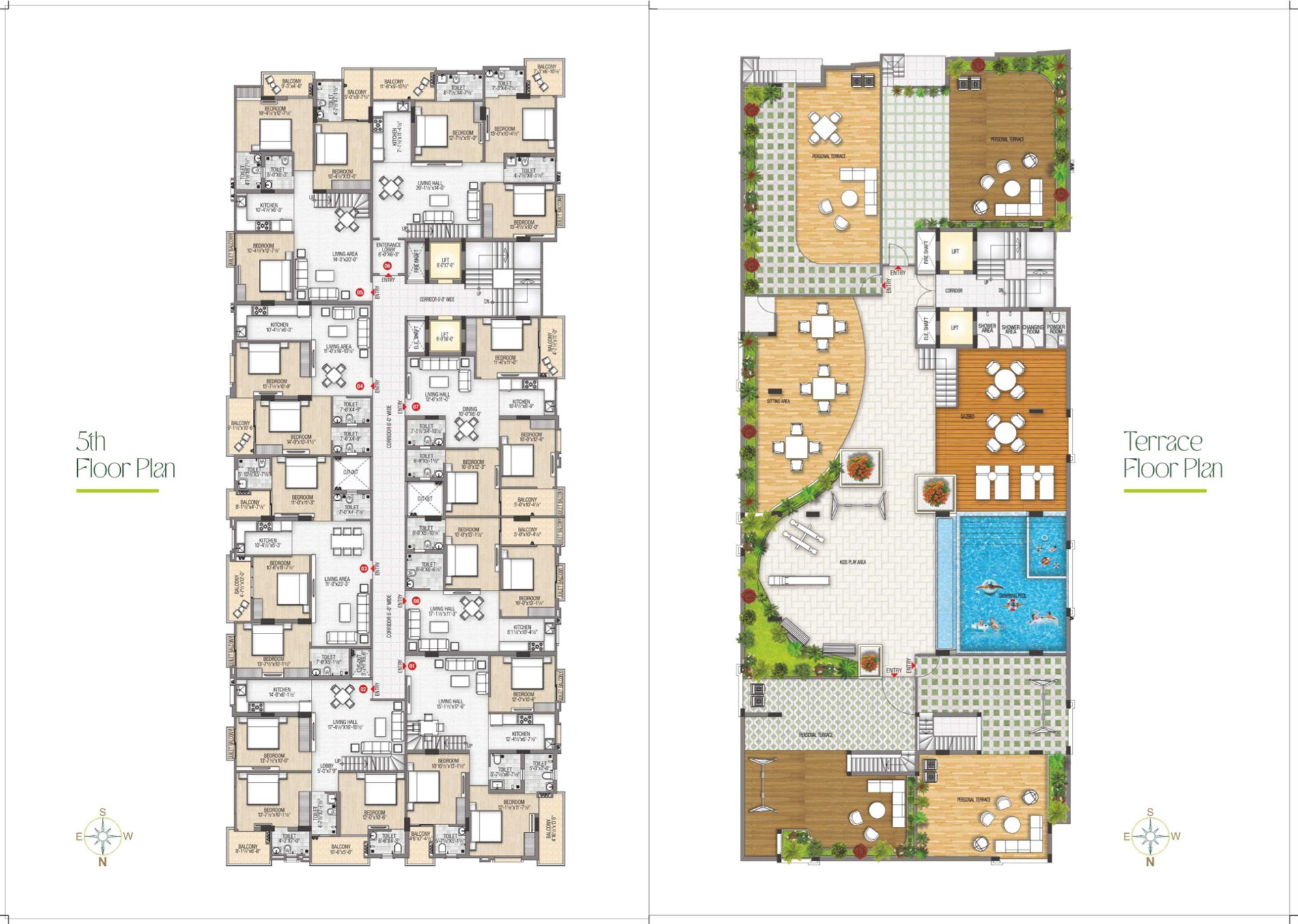 5th floor and terrace plan
