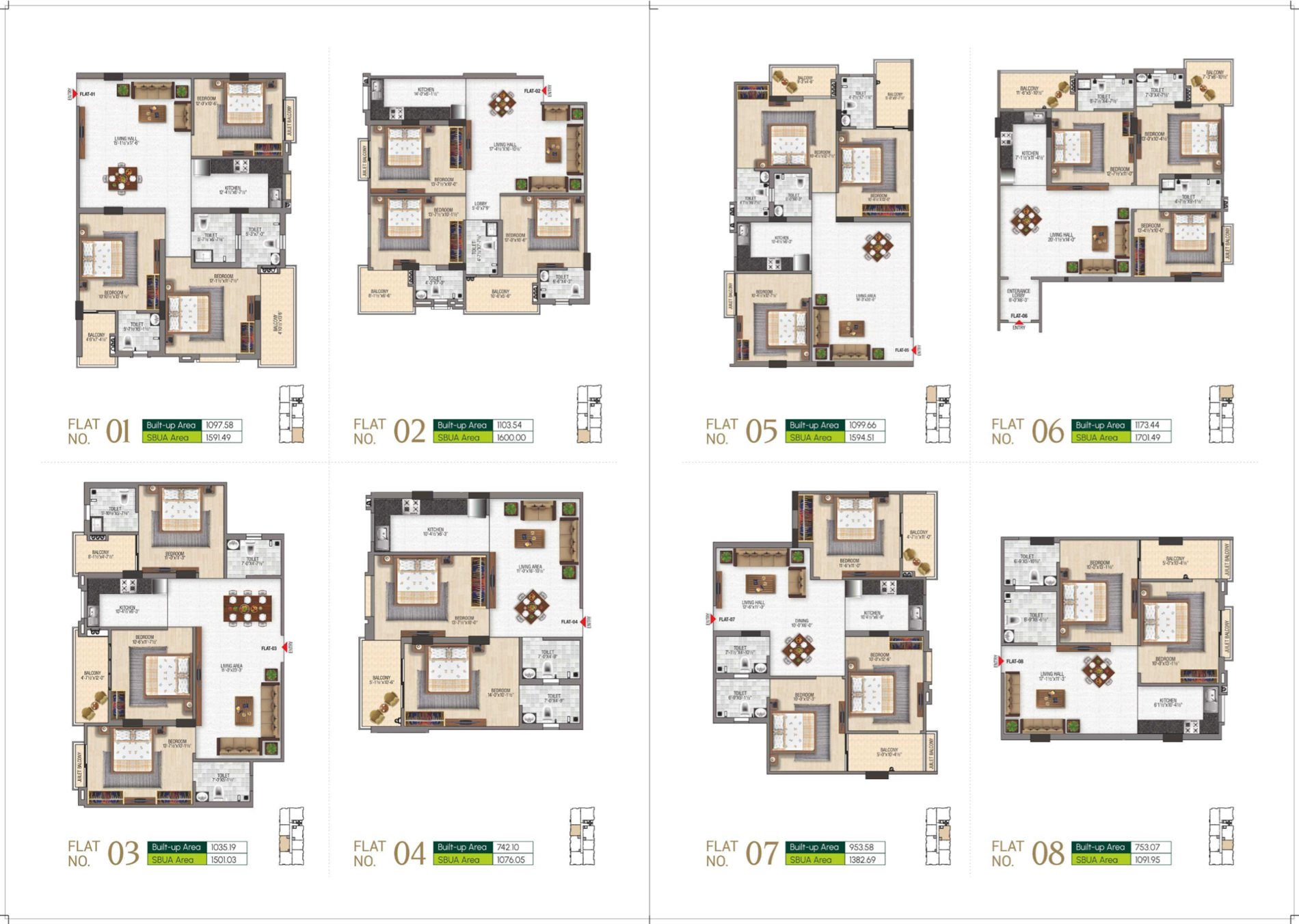 Individual unit floor plans